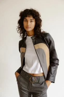 Musier Paris Blouson en cuir tricolore hvar