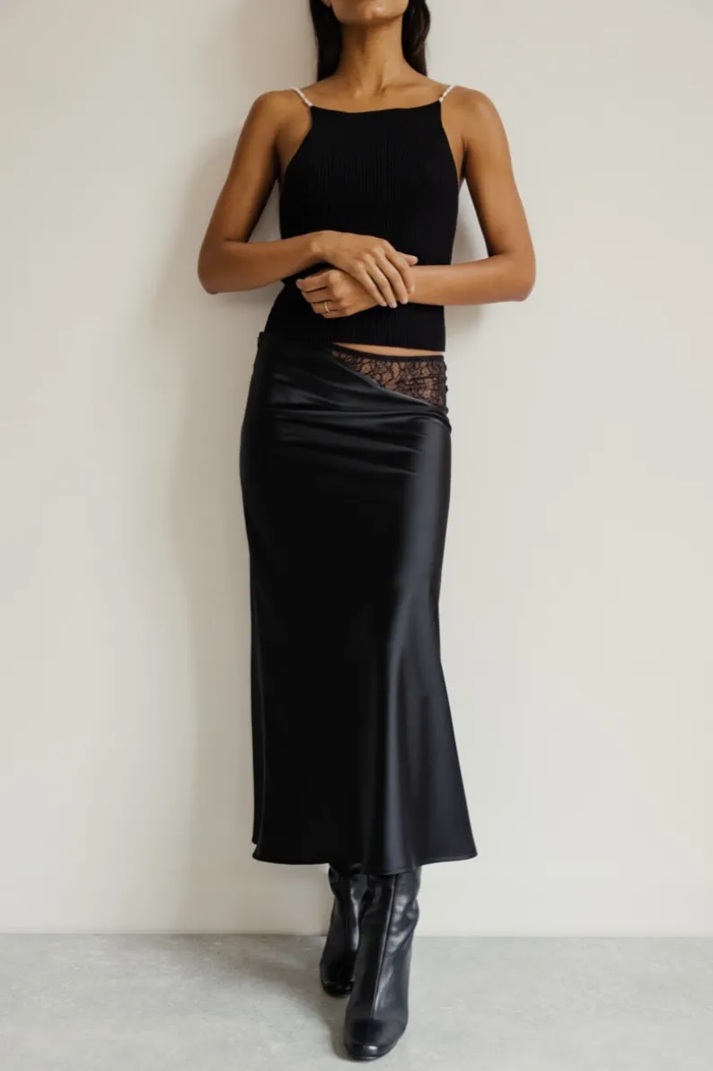 Musier Paris jupe midi en satin curzola