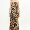 Musier Paris robe longue imprimée fauve