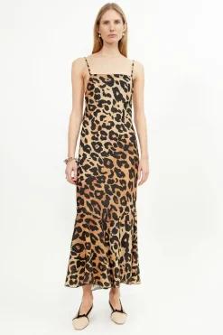 Musier Paris robe longue imprimée fauve
