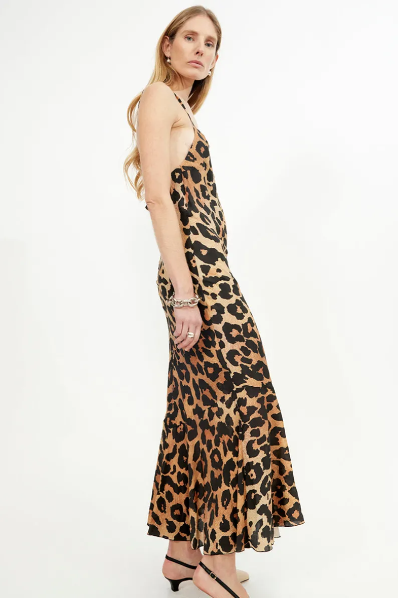 Musier Paris robe longue imprimée fauve