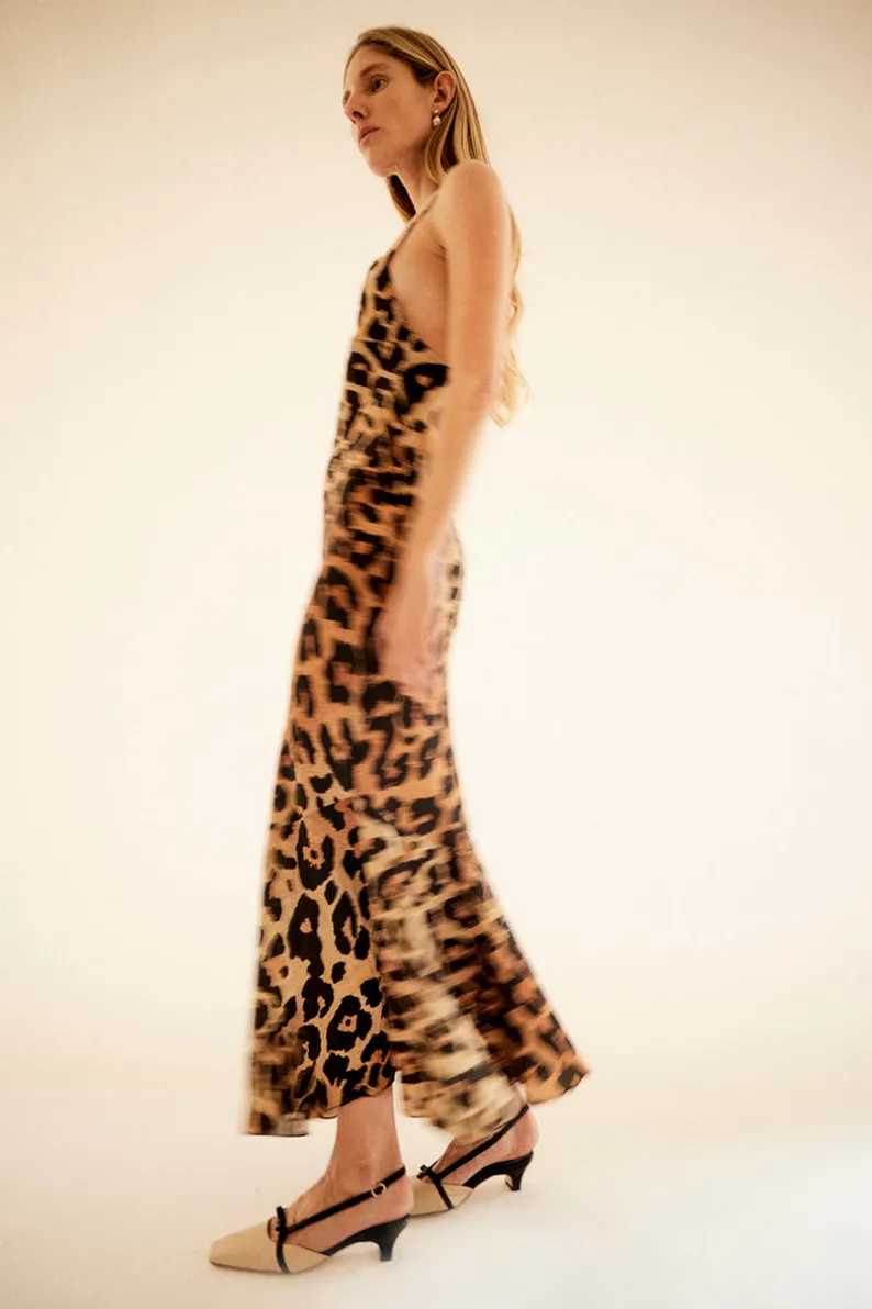 Musier Paris robe longue imprimée fauve