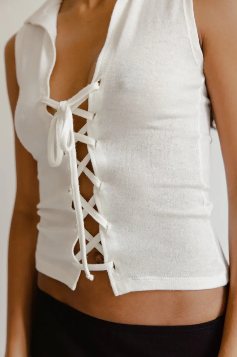 Musier Paris top lacé en jersey minorque